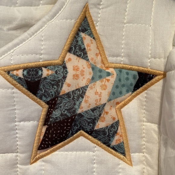 Blue B QUILTED MULTI STAR PADDED WESTERN Zipper JACKET Large ⭐️ - Picture 5 of 13